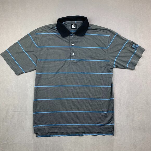 FootJoy Gray and Blue Striped Polo Shirt - Picture 1 of 9